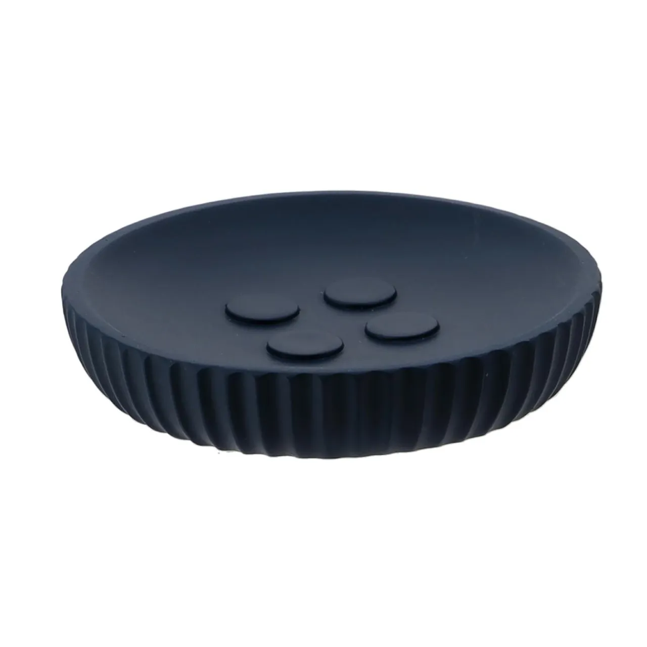 TENDANCE Set d'accessoires salle de bain résine Strié Bleu marine Online