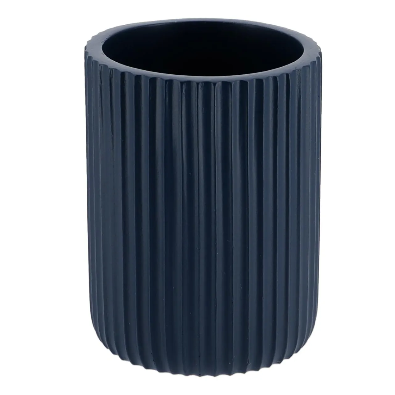 TENDANCE Set d'accessoires salle de bain résine Strié Bleu marine Online