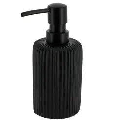 TENDANCE Set d'accessoires salle de bain résine Strié Noir Clearance