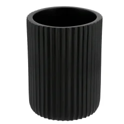 TENDANCE Set d'accessoires salle de bain résine Strié Noir Clearance