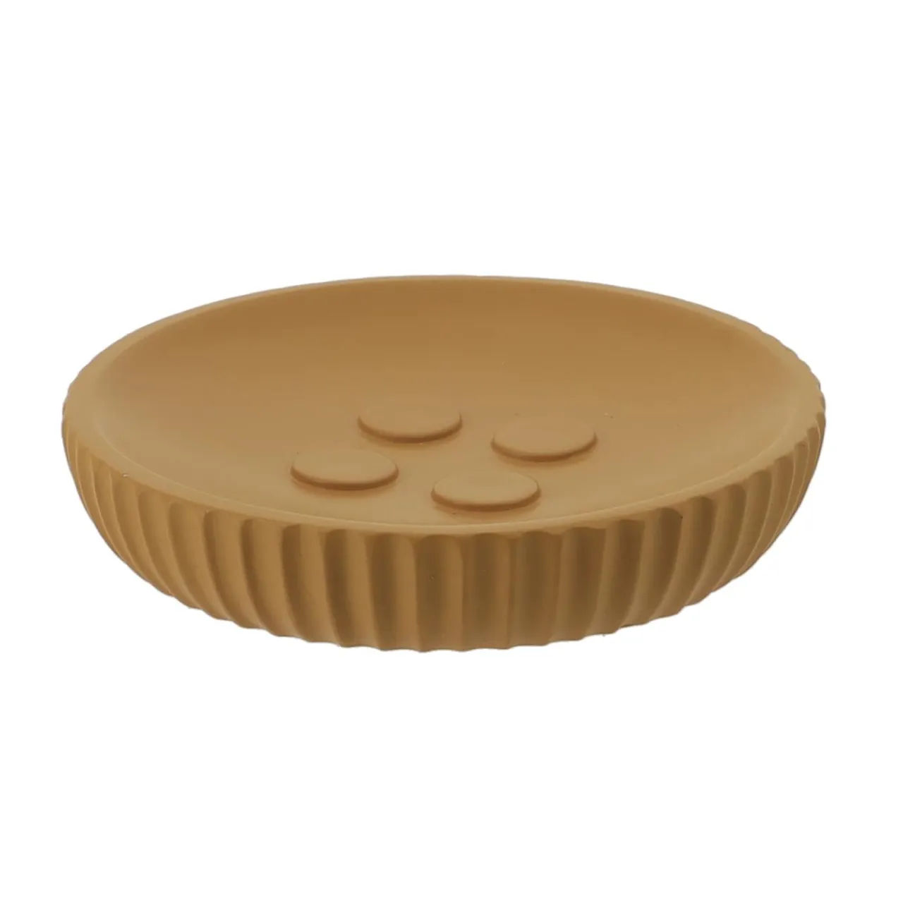 TENDANCE Set d'accessoires salle de bain résine Strié Jaune moutarde Online