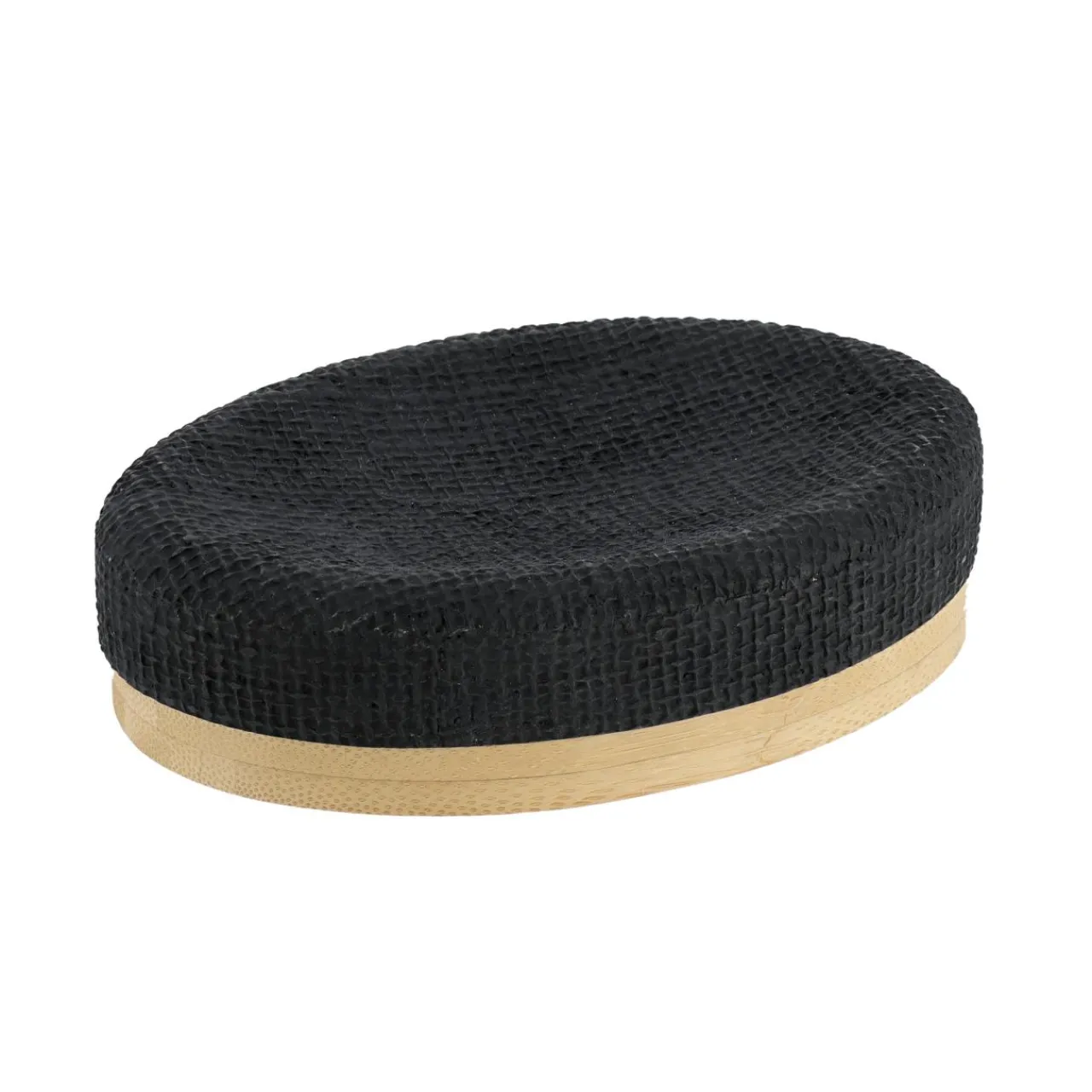 TENDANCE Set d'accessoires salle de bain effet Maille Noir Outlet