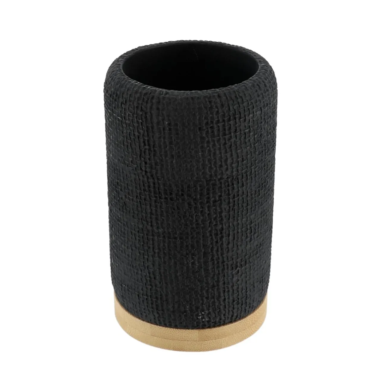 TENDANCE Set d'accessoires salle de bain effet Maille Noir Outlet