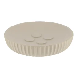TENDANCE Set d'accessoires salle de bain résine Strié Taupe Discount