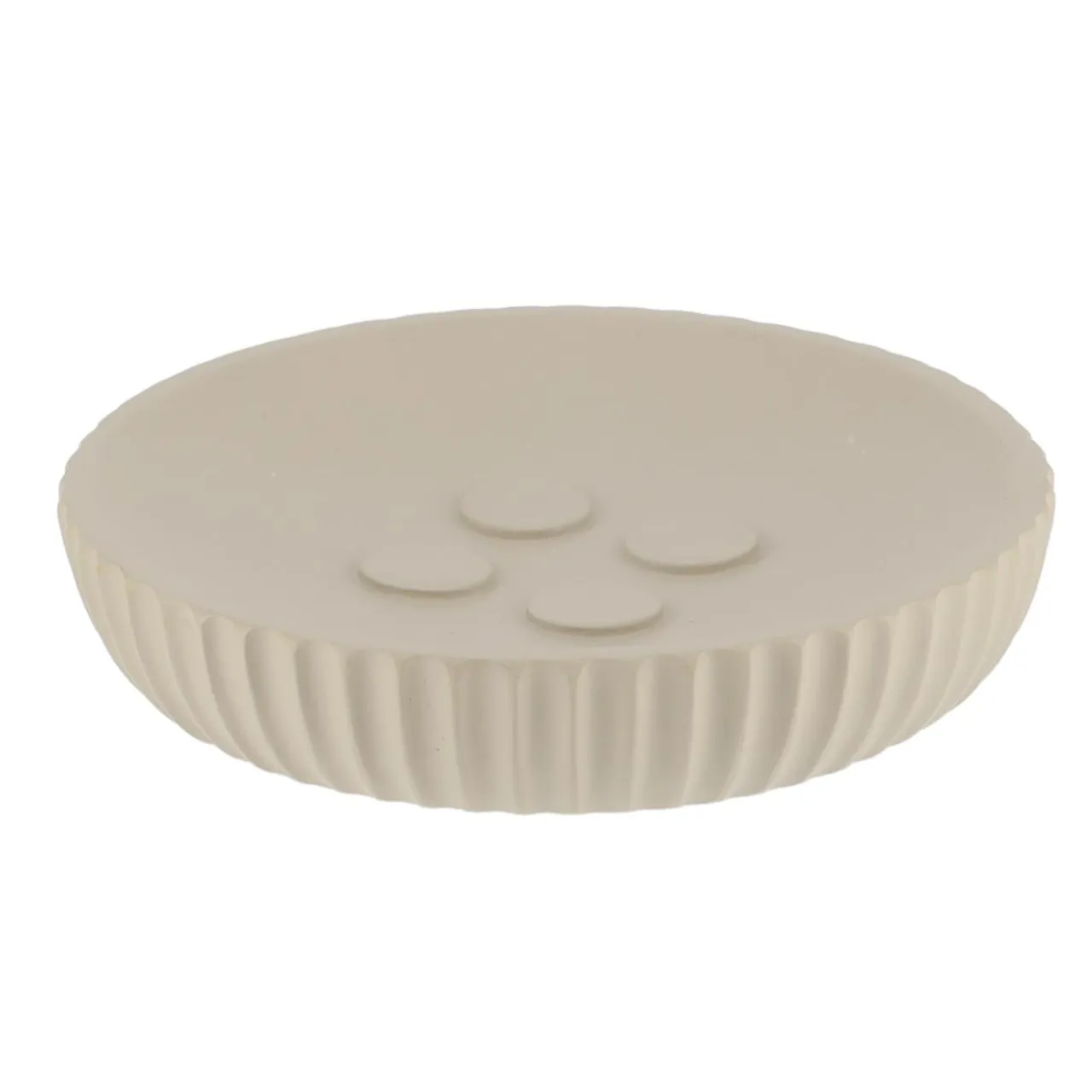 TENDANCE Set d'accessoires salle de bain résine Strié Taupe Discount