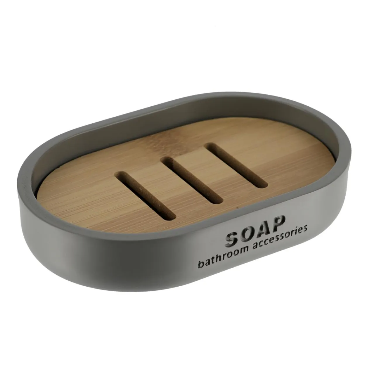 TENDANCE Set d'accessoires salle de bain Purebamboo Gris