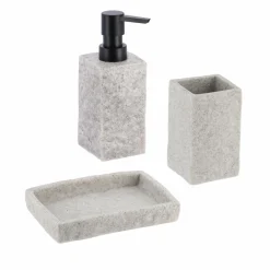 TENDANCE Set d'accessoires salle de bain Effet Pierre Gris Outlet