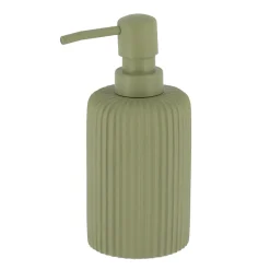 TENDANCE Set d'accessoires salle de bain résine Strié Vert kaki Clearance
