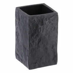 TENDANCE Set d'accessoires salle de bain Effet Pierre Noir Discount