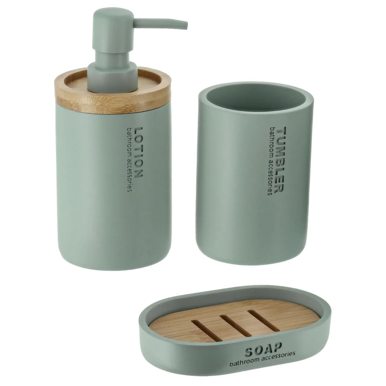 TENDANCE Set d'accessoires salle de bain Purebamboo Vert Eucalyptus Sale