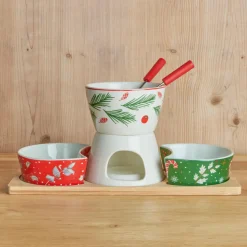 KOOPMAN Set à fondue au chocolat en porcelaine Noël Gourmand Multicolore Discount
