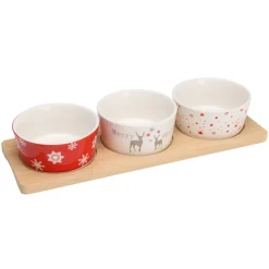 KOOPMAN Set à tapas 3 bols (10 x 26 cm) Chalet de montagne Multicolore Discount