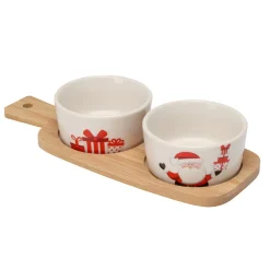 KOOPMAN Set à tapas 2 bols (10 x 25 cm) Père Noël et cadeaux Rouge Sale