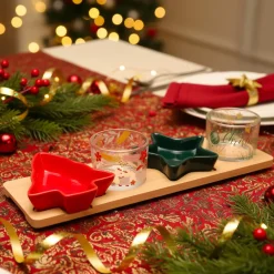 KOOPMAN Set à tapas 7 pièces en porcelaine (10 x 33 cm) Christmas time Multicolore Outlet