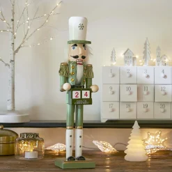 KAEMINGK Soldat Casse-noisette en bois (H38 cm) Henri et Calendrier Vert Clearance