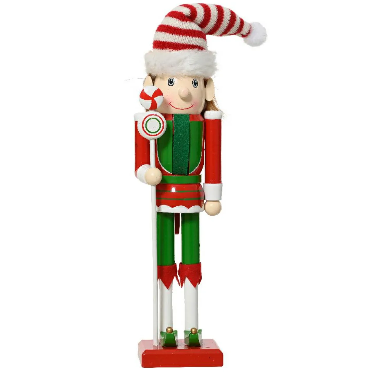 KAEMINGK Soldat Casse-noisette en bois (H30 cm) Lutin du Père Noël et vert Rouge Discount