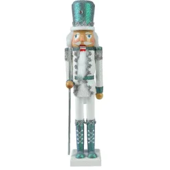 KAEMINGK Soldat Casse-noisette en bois (H51 cm) Noé pailleté glacé Bleu New
