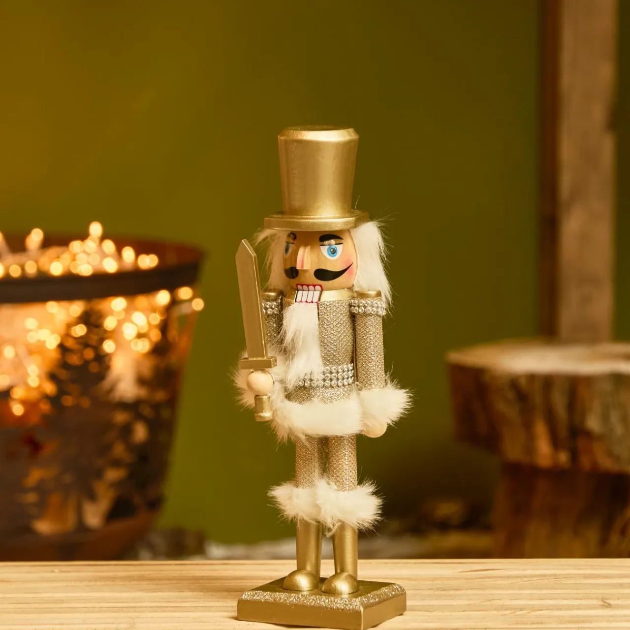 KAEMINGK Soldat Casse-noisette en bois (H25 cm) Chevalier Champagne Or Clearance