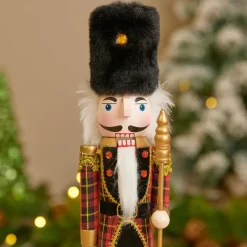 KAEMINGK Soldat Casse-noisette en bois (H38 cm) Ernest et Toque d'ours Noir Sale