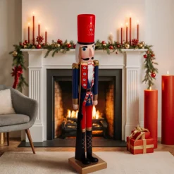 Feeric Lights & Christmas Soldat Casse-noisette en bois (H106 cm) Billy Bleu roi Rouge Discount