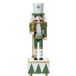 KAEMINGK Soldat Casse-noisette Musical en bois (H30 cm) Edouard Impérial et blanc Vert Hot