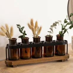 ATMOSPHERA Soliflores bois et métal Sophie Noir Clearance