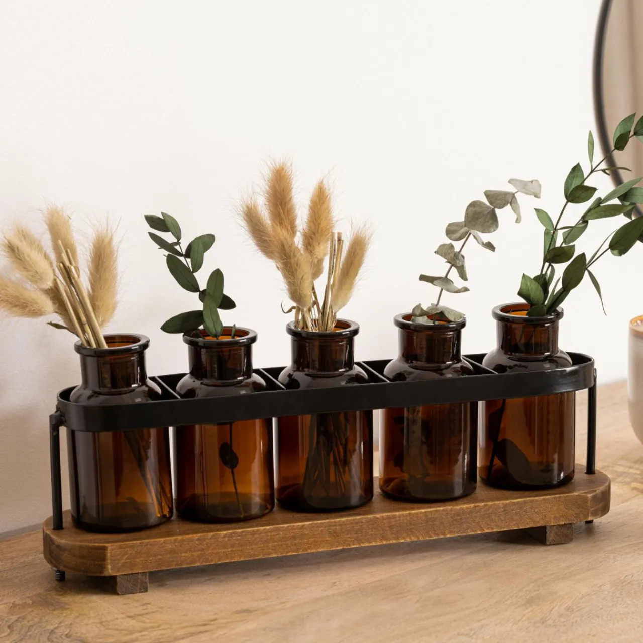 ATMOSPHERA Soliflores bois et métal Sophie Noir Clearance