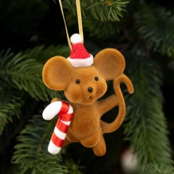 KAEMINGK Souris de Noël (H9 cm) Patzy Marron New