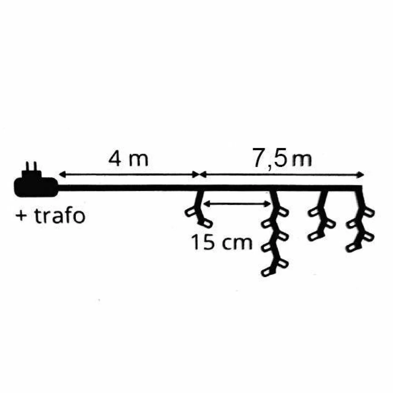 EMINZA Stalactite lumineuse 7,50 m 175 LED câble blanc Stars Blanc chaud Blanc Chaud - câble blanc Clearance