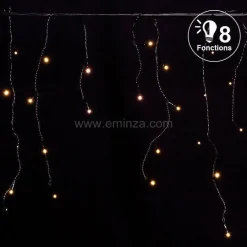 EMINZA Stalactite lumineuse 7,50 m 175 LED câble noir Blanc chaud Hot