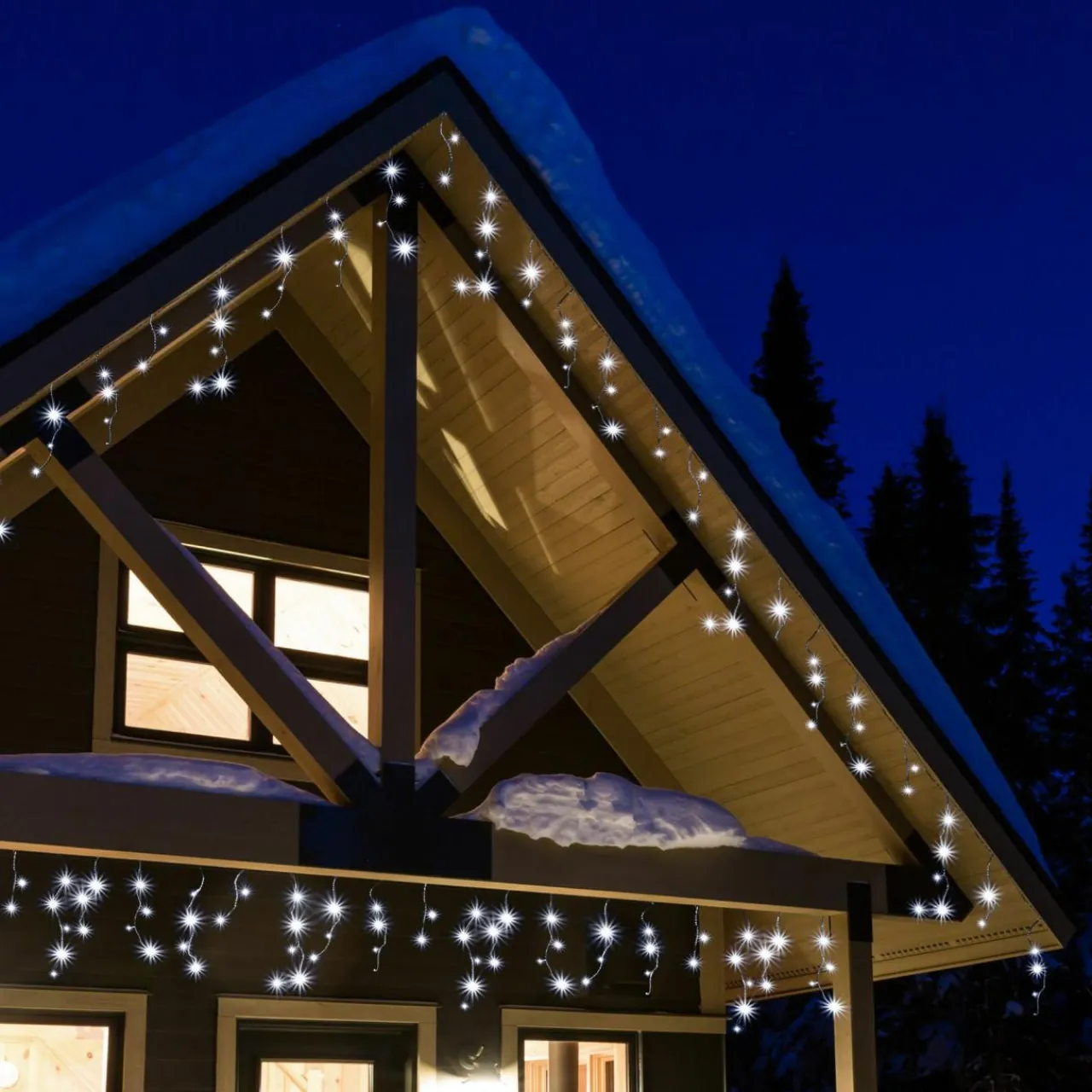 KAEMINGK Stalactite lumineuse 11 m 259 LED câble noir Stars Blanc froid Blanc Froid - câble noir Online