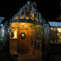 EMINZA Stalactite lumineuse 20 m 490 LED câble blanc Stars Blanc froid Blanc Froid - câble blanc
