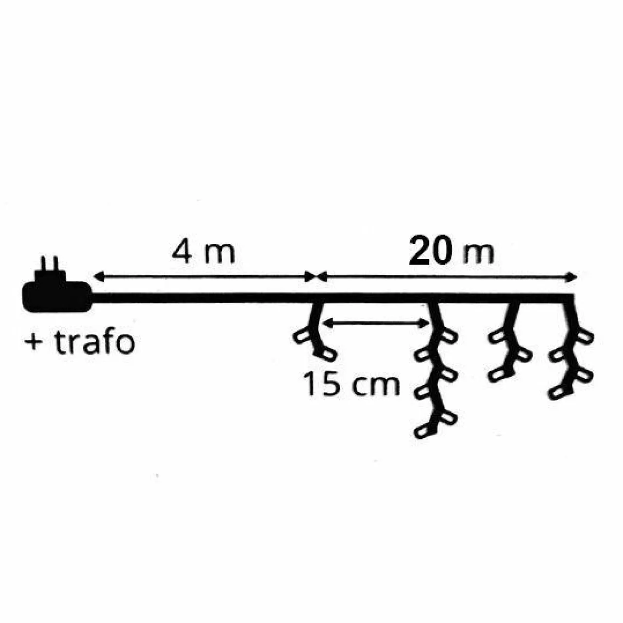 EMINZA Stalactite lumineuse 20 m 490 LED câble blanc Stars Blanc froid Blanc Froid - câble blanc