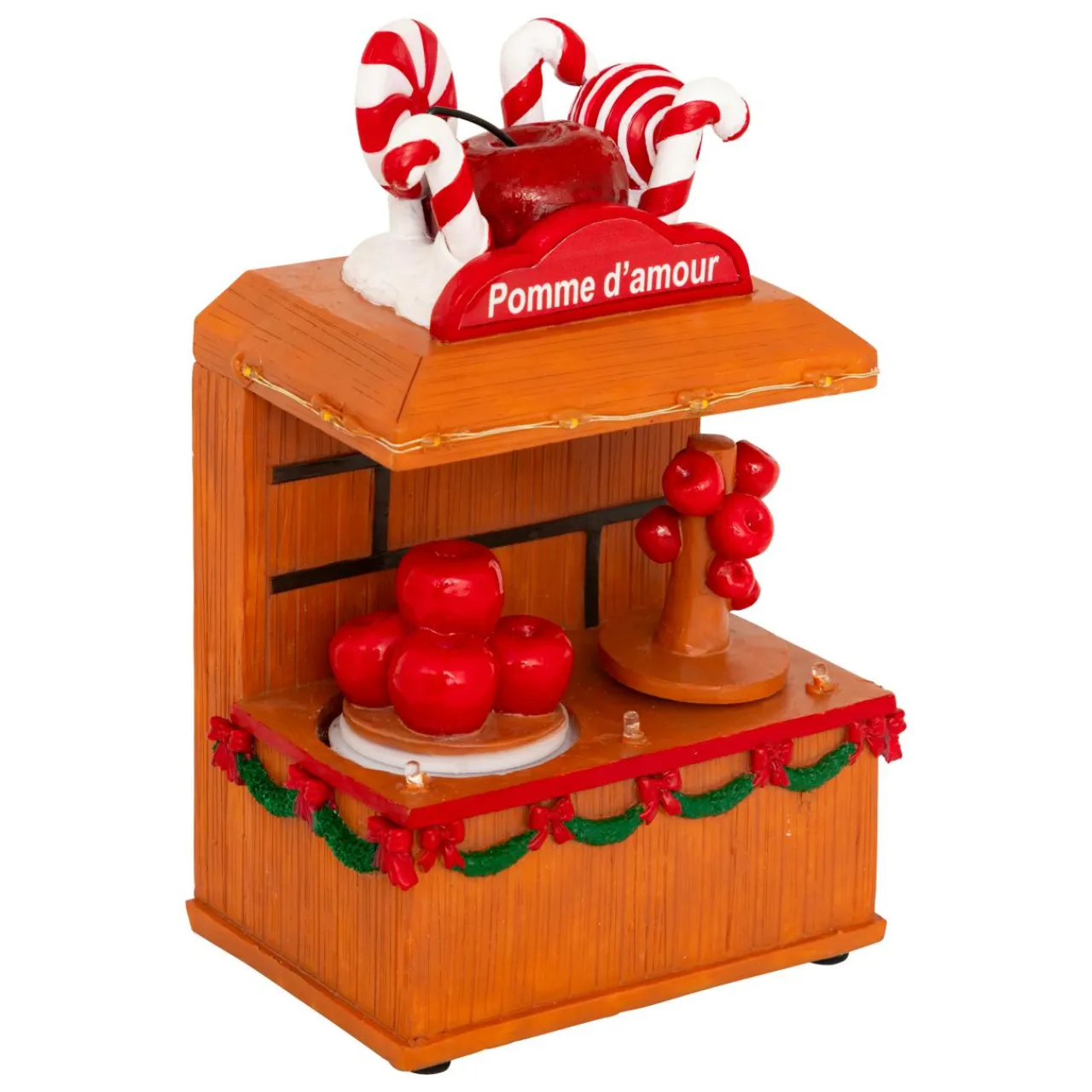 JJA Stand lumineux et animé à piles (H11 cm) Pomme d'amour Multicolore Clearance