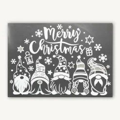 JJA Sticker vitrostatique pour fenêtre (40 x 28,5 cm) Joyeux Noël les Lutins Blanc Clearance