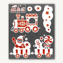 JJA Sticker vitrostatique pour fenêtre floqué (28 x 34 cm) Train de Noël Rouge Best