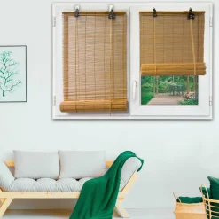 LUANCE Store enrouleur à baguettes (90 x 180 cm) Bambou Naturel Sable Hot