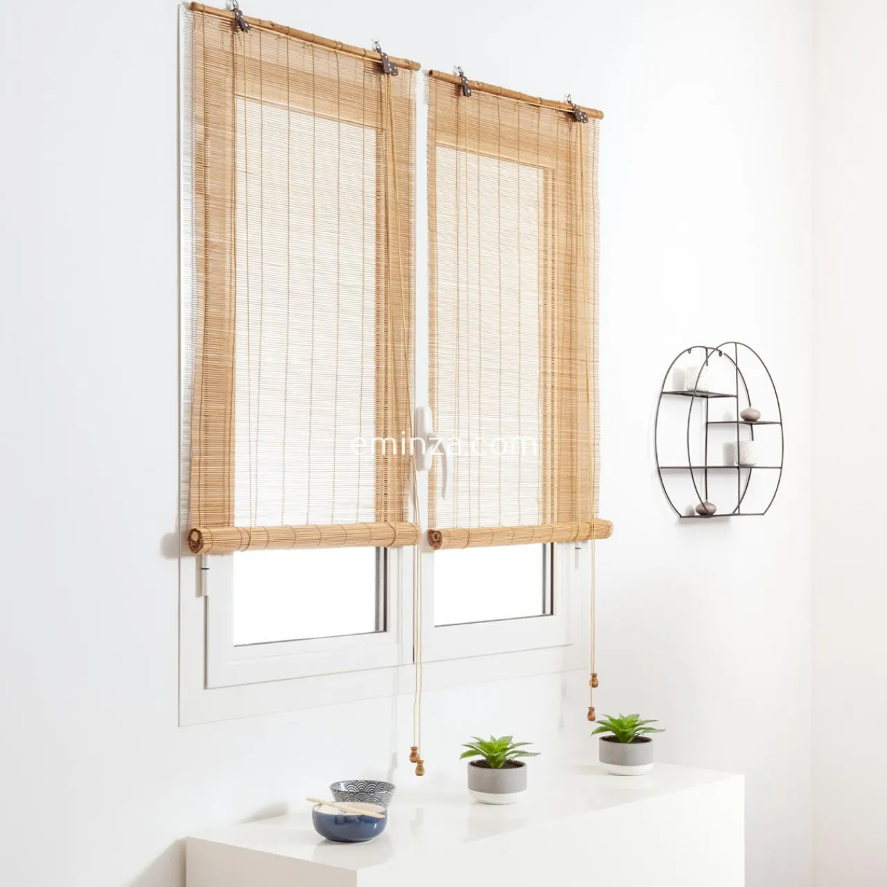 LUANCE Store enrouleur à baguettes (90 x 180 cm) Bambou Naturel Sable Hot