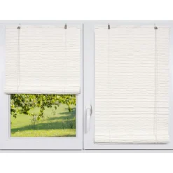 LUANCE Store enrouleur extérieur effet rotin (90 x 180 cm) Tanoa Blanc Best