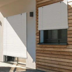 LUANCE Store enrouleur extérieur effet rotin (150 x 180 cm) Tanoa Blanc Hot