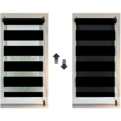 LUANCE Store enrouleur Jour / Nuit (45 x 180 cm) Noir