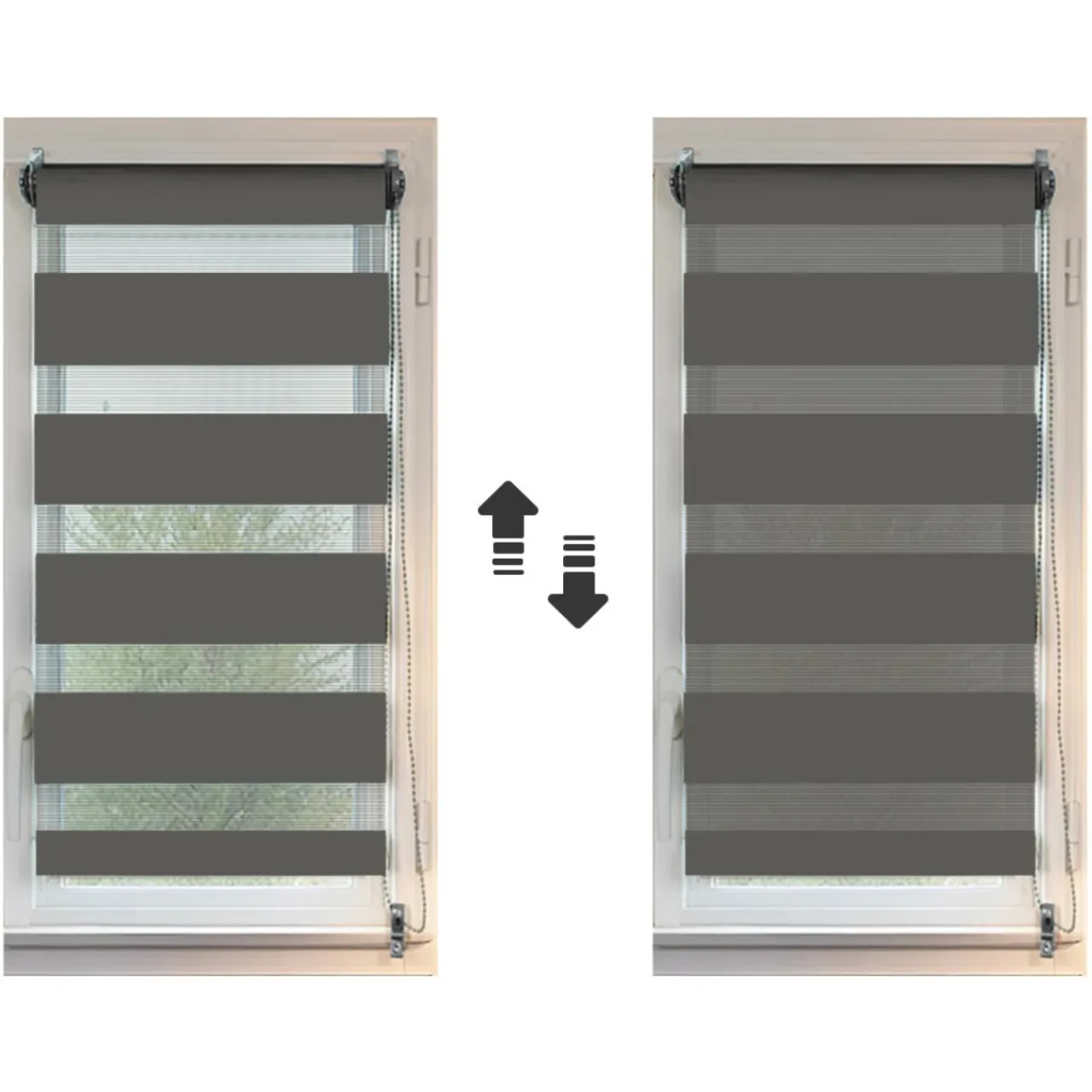 LUANCE Store enrouleur Jour/Nuit (45 x 180 cm) Gris Anthracite Outlet