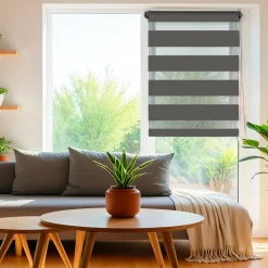 LUANCE Store enrouleur Jour / Nuit (45 x 250 cm) Gris Anthracite Hot