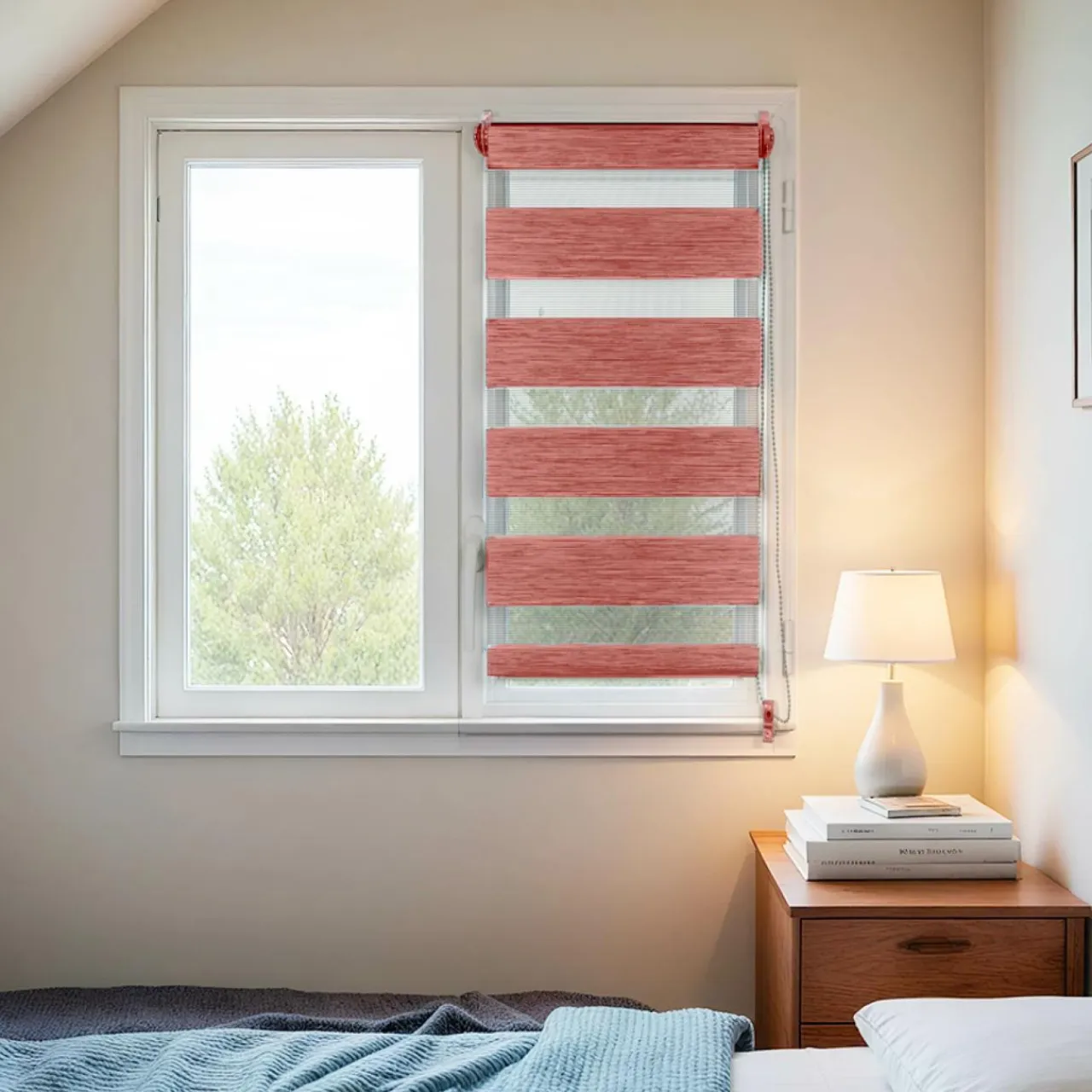 LUANCE Store enrouleur Jour / Nuit (45 x 90 cm) Terracotta Discount