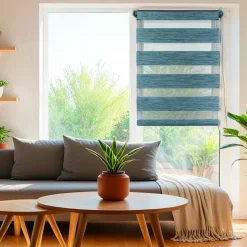 LUANCE Store enrouleur Jour / Nuit (60 x 180 cm) chiné Bleu Discount