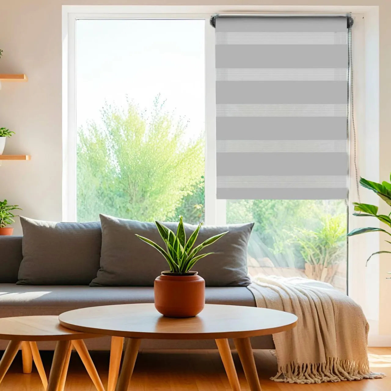 LUANCE Store enrouleur Jour / Nuit (45 x 180 cm) Gris clair Discount