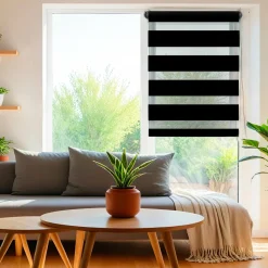 LUANCE Store enrouleur Jour / Nuit (60 x 180 cm) Noir Hot
