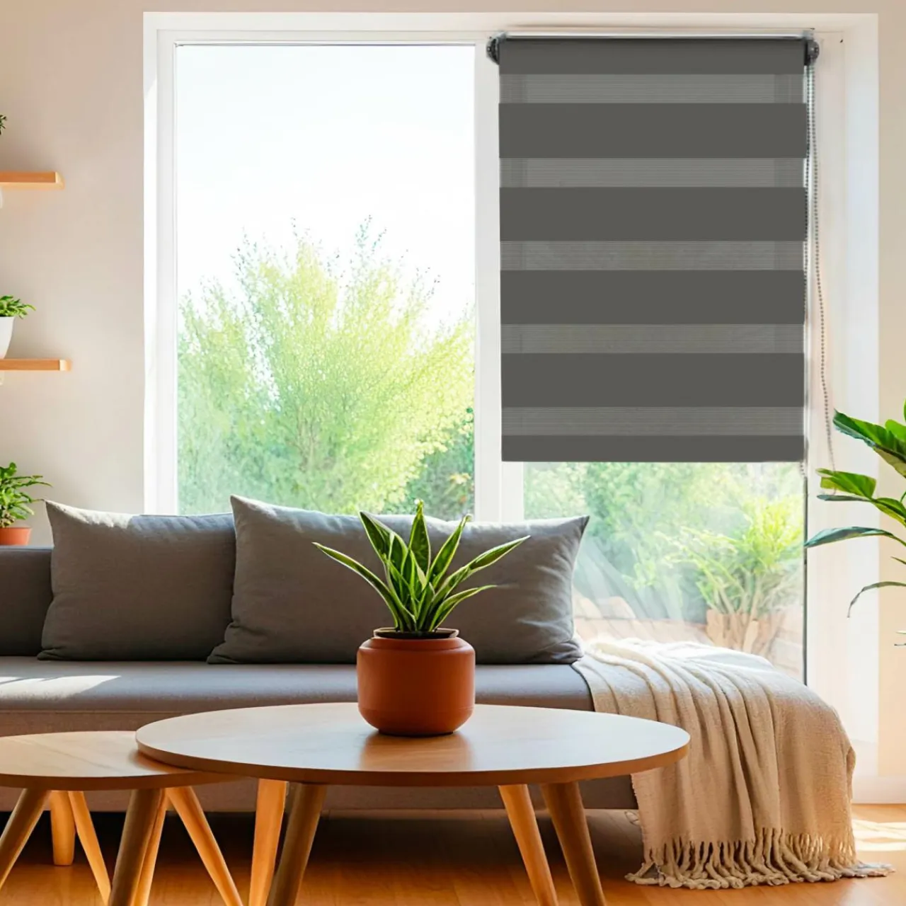 LUANCE Store enrouleur Jour/Nuit (90 x 180 cm) Gris Anthracite Discount