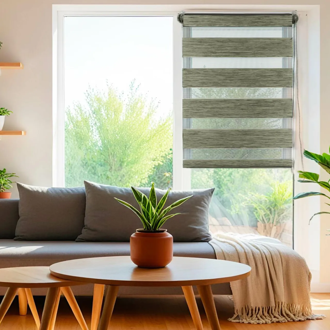 LUANCE Store enrouleur Jour / Nuit (90 x 180 cm) chiné Vert Sale