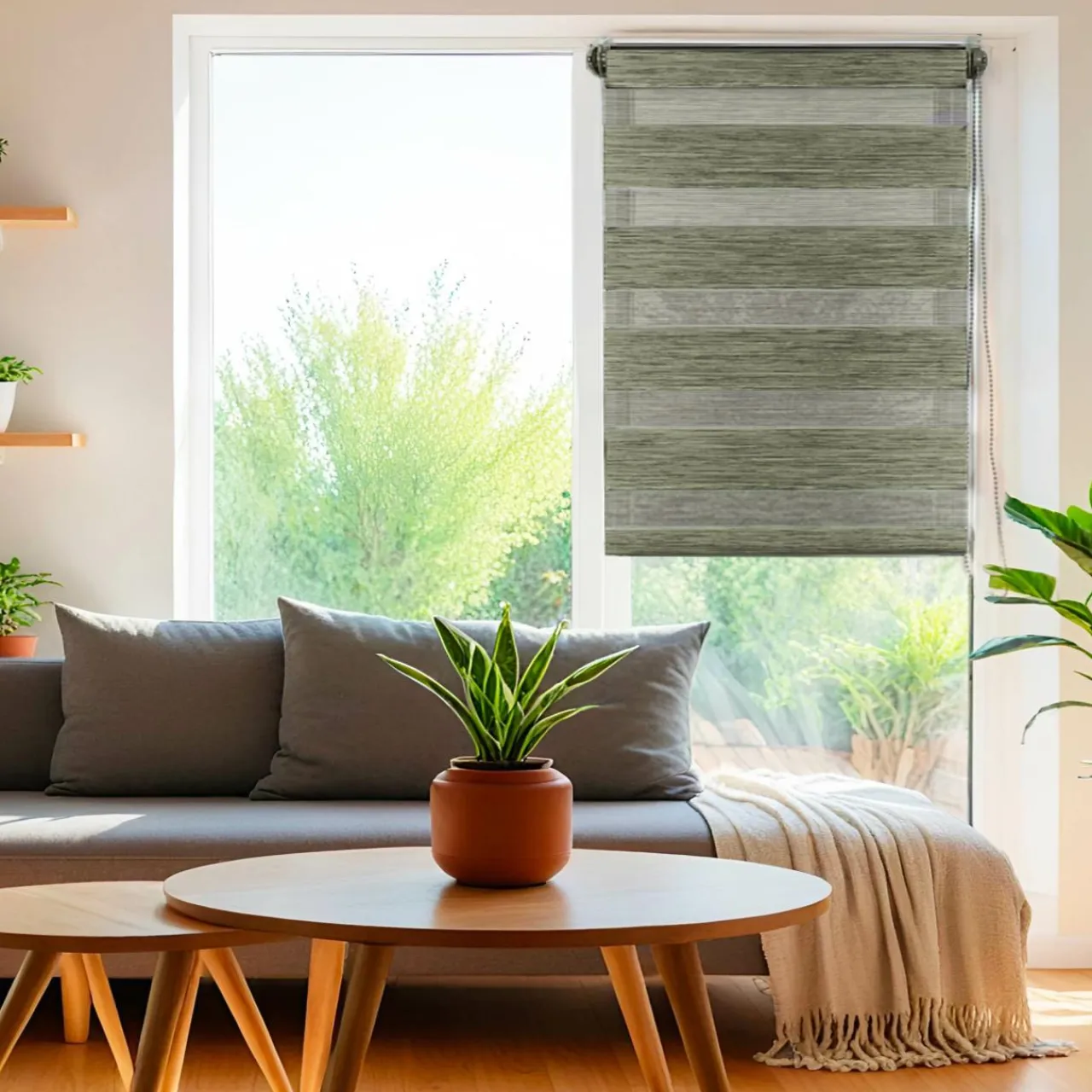 LUANCE Store enrouleur Jour / Nuit (90 x 180 cm) chiné Vert Sale